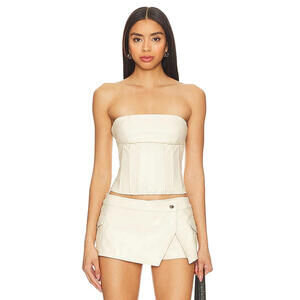 Superdown Odessa Faux Leather Corset Top Revolve Strapless Bustier NWT Size XS